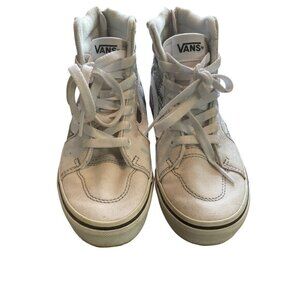 Vans Plaid White & Pink High-Top‎ Sneakers Size 1 Youth Canvas & Fabric